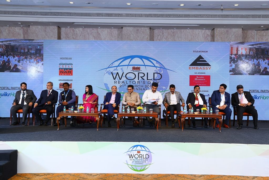 Panel on stage at World Realtor's Day in Chennai